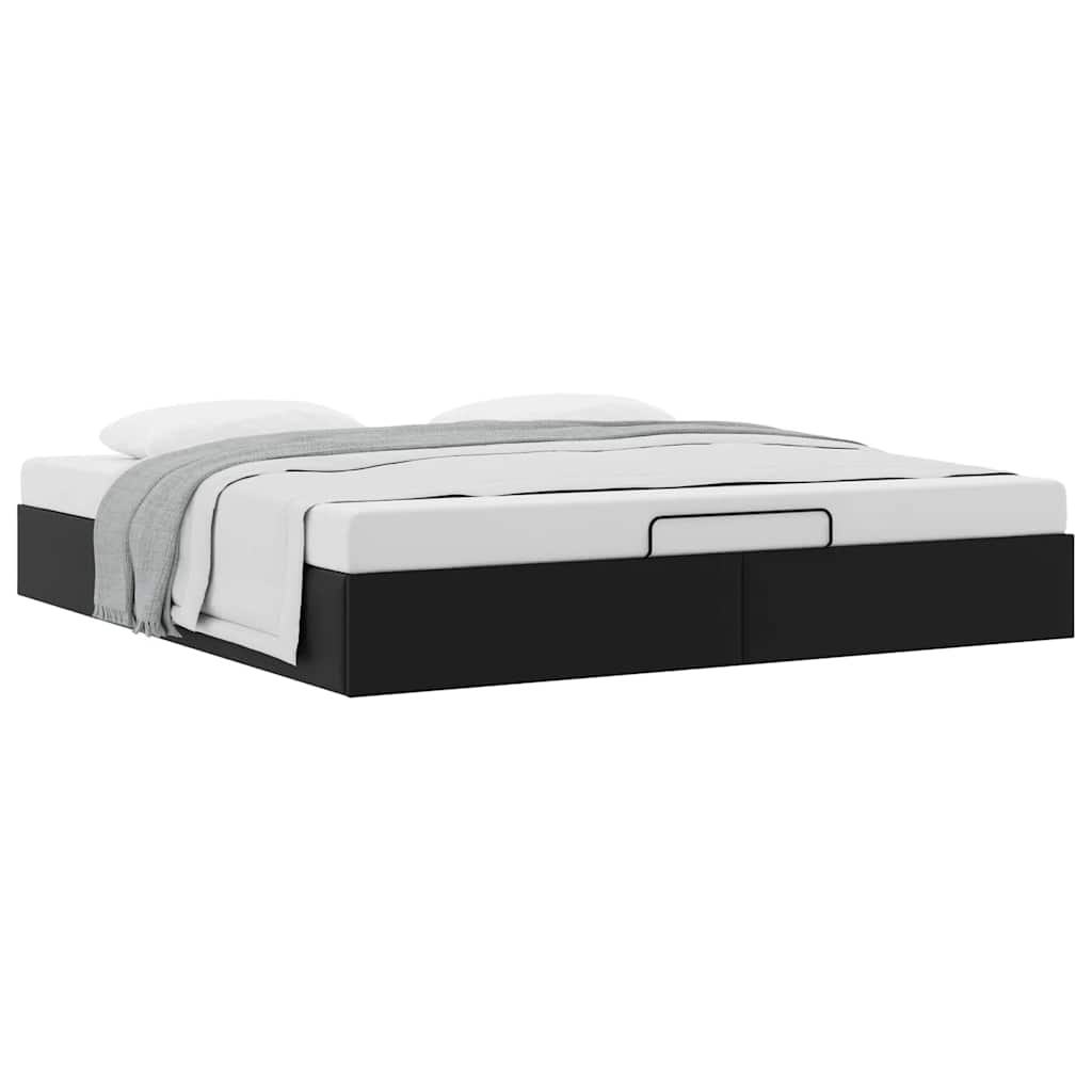 Struttura Letto Pouf senza Materasso Nero 180x200 cm Similpelle