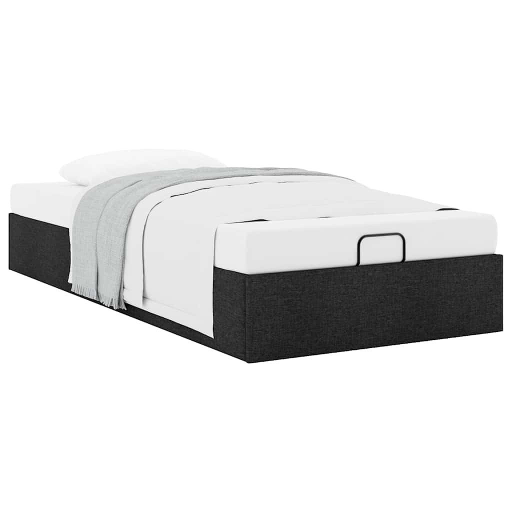 Struttura Letto Pouf senza Materasso Nero 90x190 cm in Tessuto