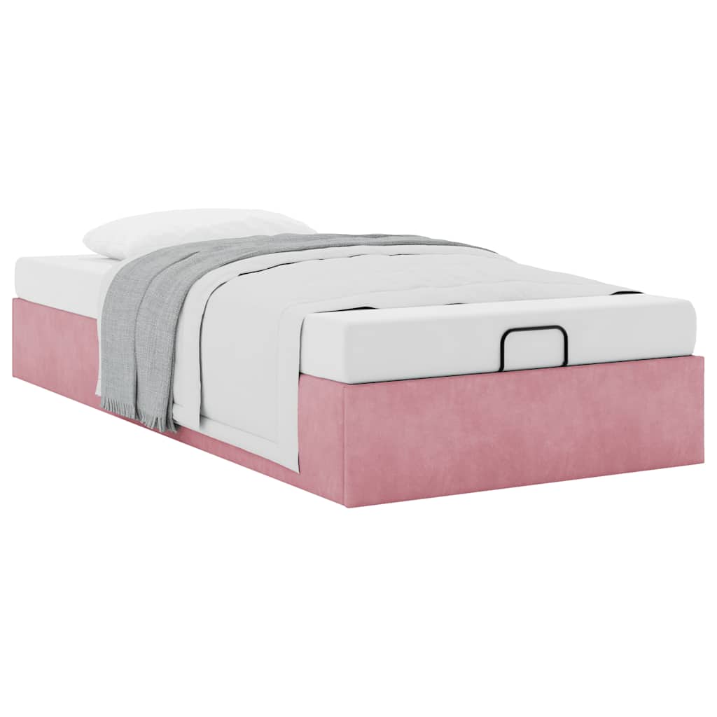 Struttura Letto Pouf Senza Materasso Rosa 90x190 cm Velluto