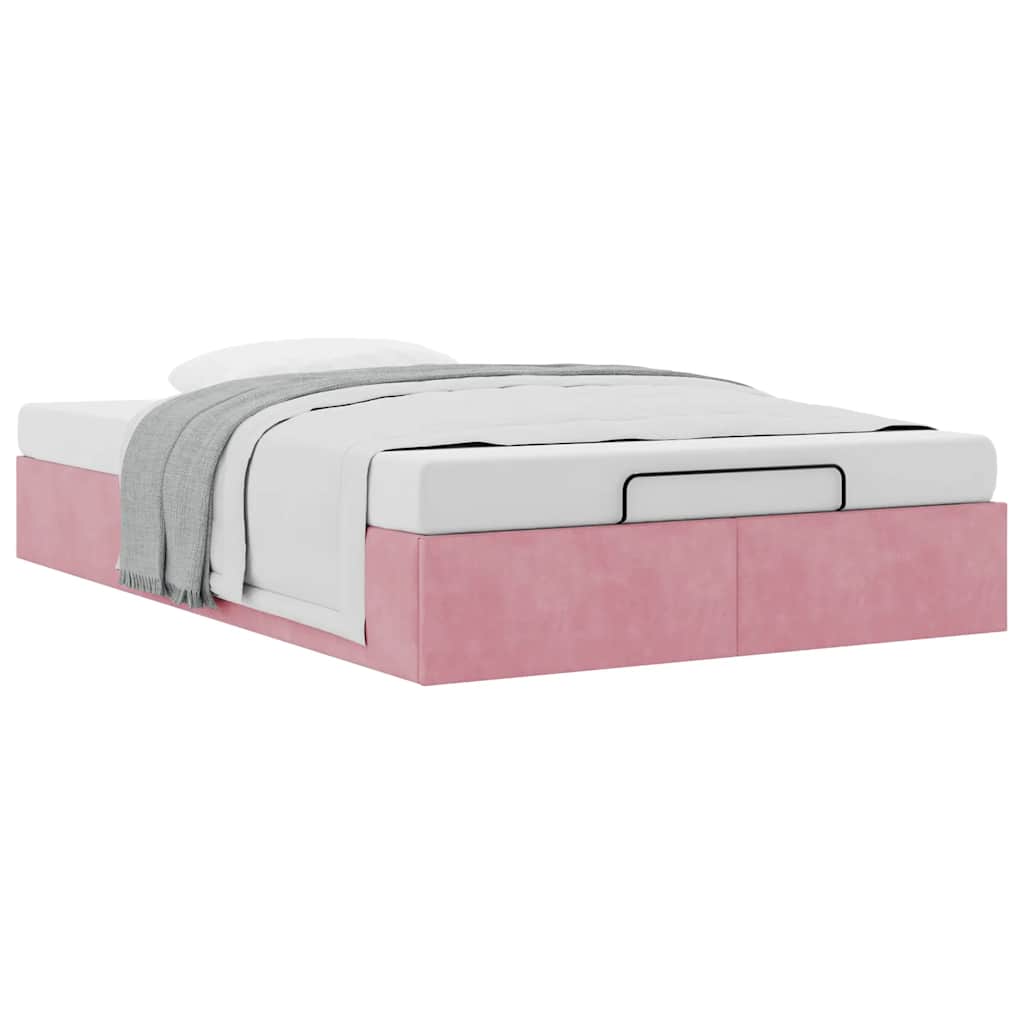 Struttura Letto Pouf Senza Materasso Rosa 120x190 cm Velluto