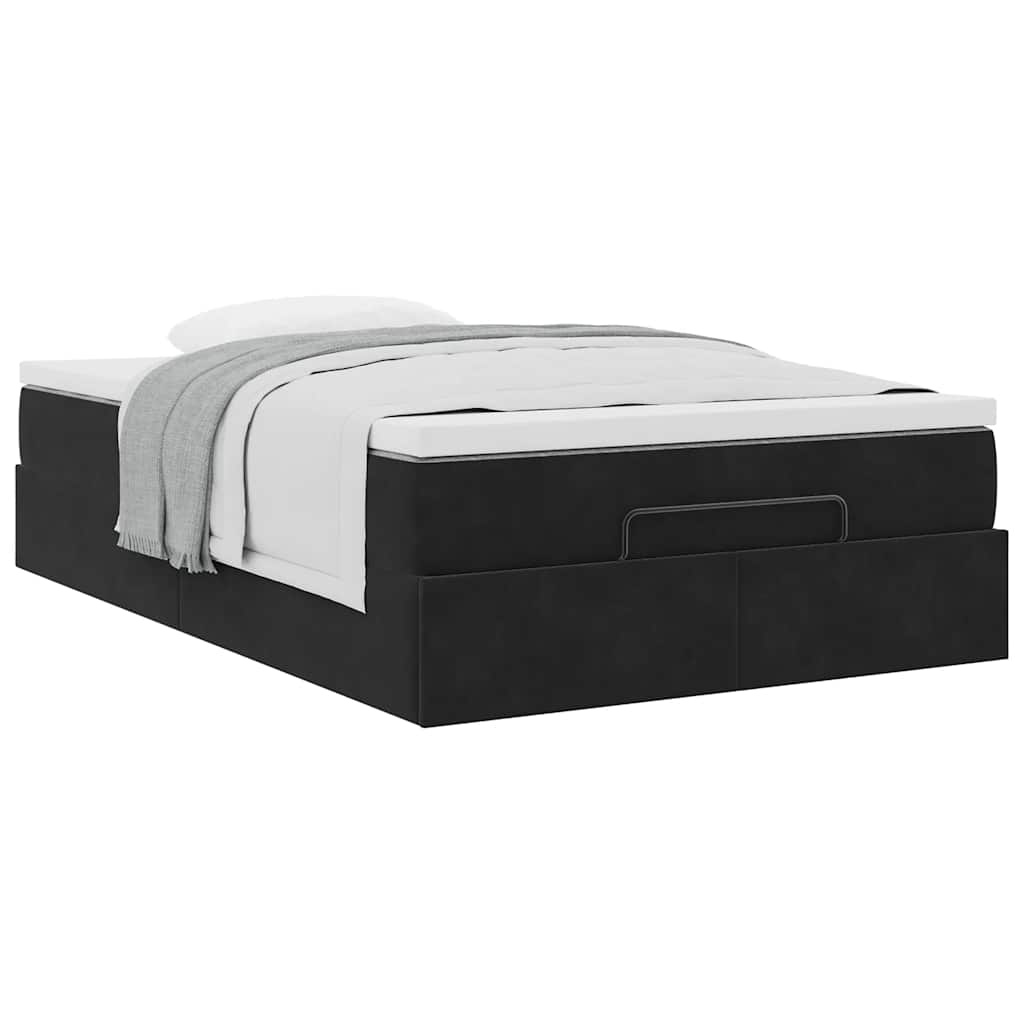 Pouf Letto con Materasso Nero 120x190 cm Velluto