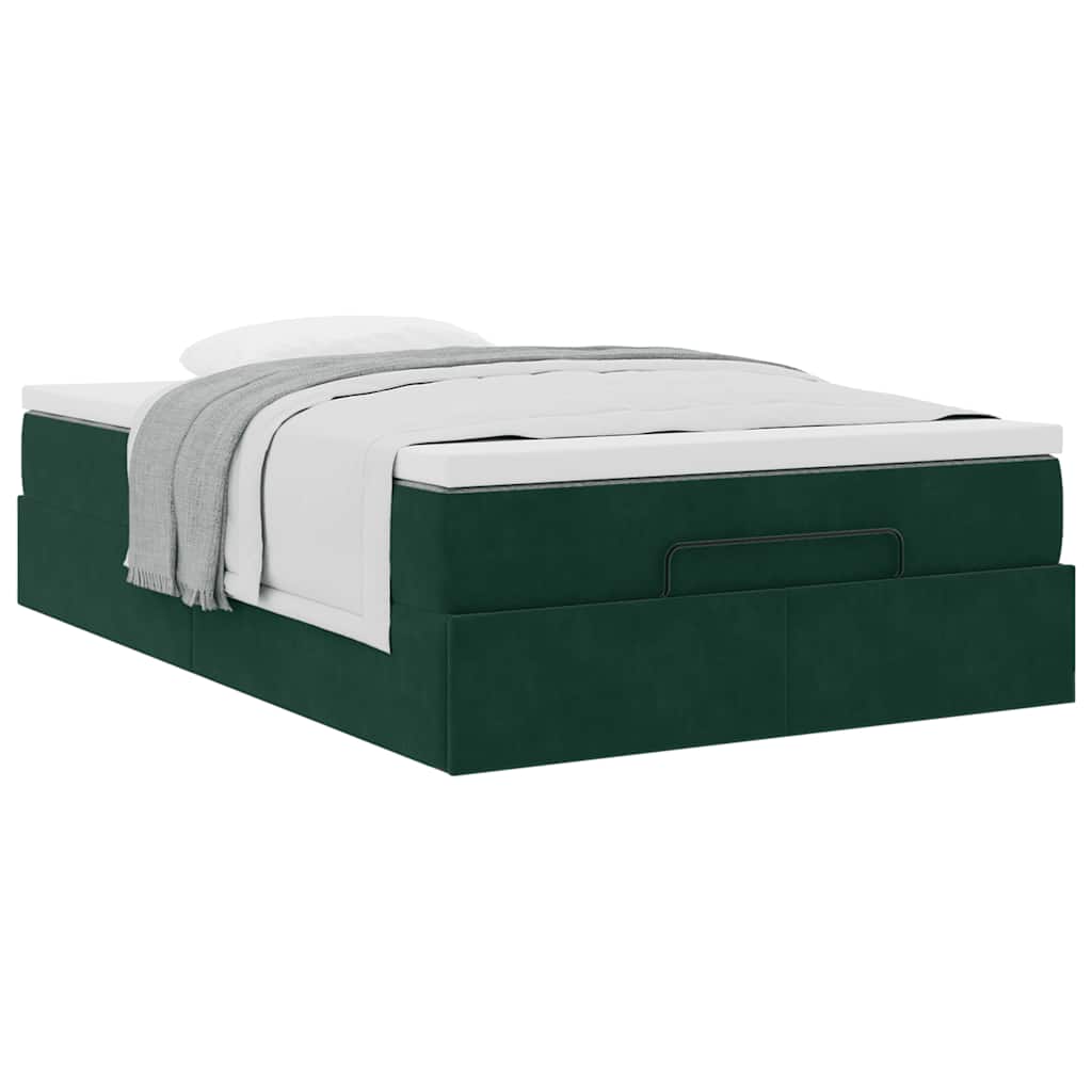 Pouf Letto con Materasso Verde Scuro 120x190 cm Velluto