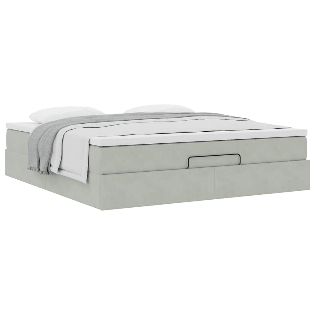 Struttura Letto Pouf con Materasso 160x200 cm in Velluto