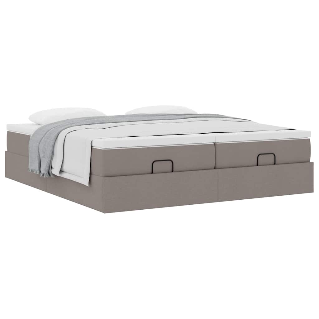 Struttura Letto Pouf con Materassi Tortora 160x200cm in Tessuto