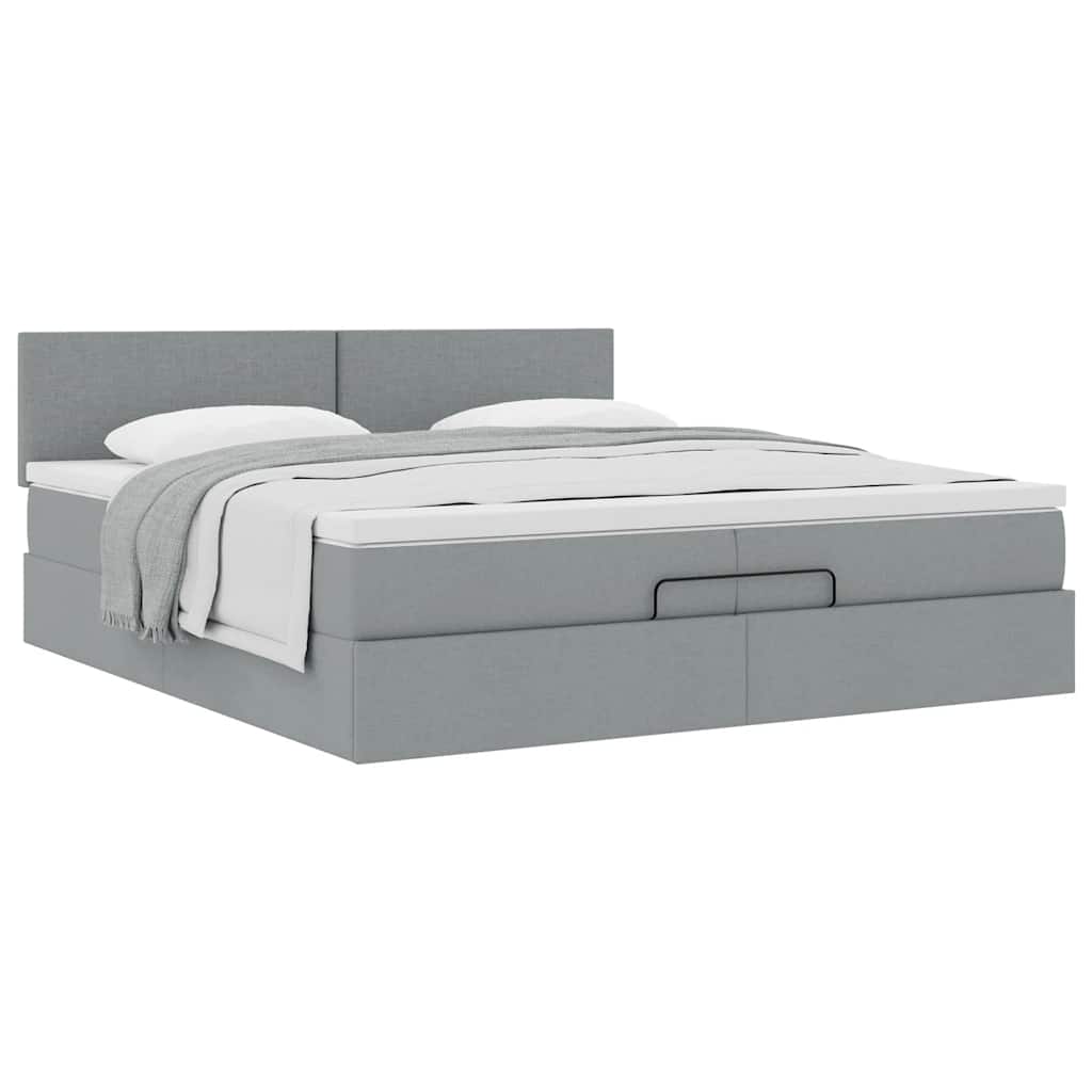 Struttura Letto Pouf con Materasso 200x200 cm in Tessuto