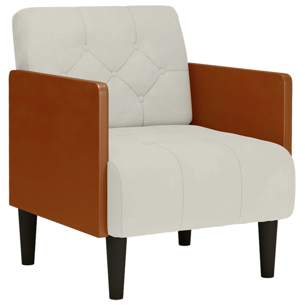 Divano Sedia con Braccioli Crema 55 cm in Velluto