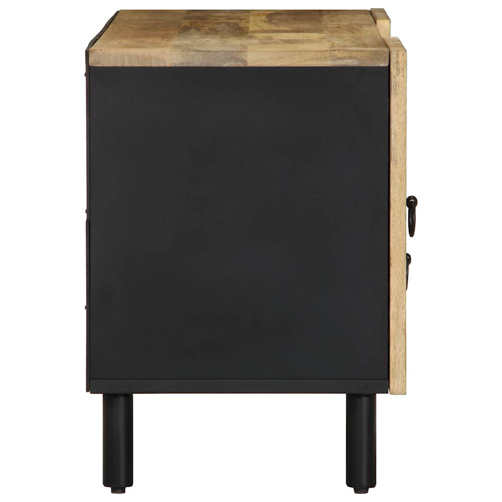 Mobile Porta TV Nero 105x33,5x46 cm Legno Massello Mango Grezzo