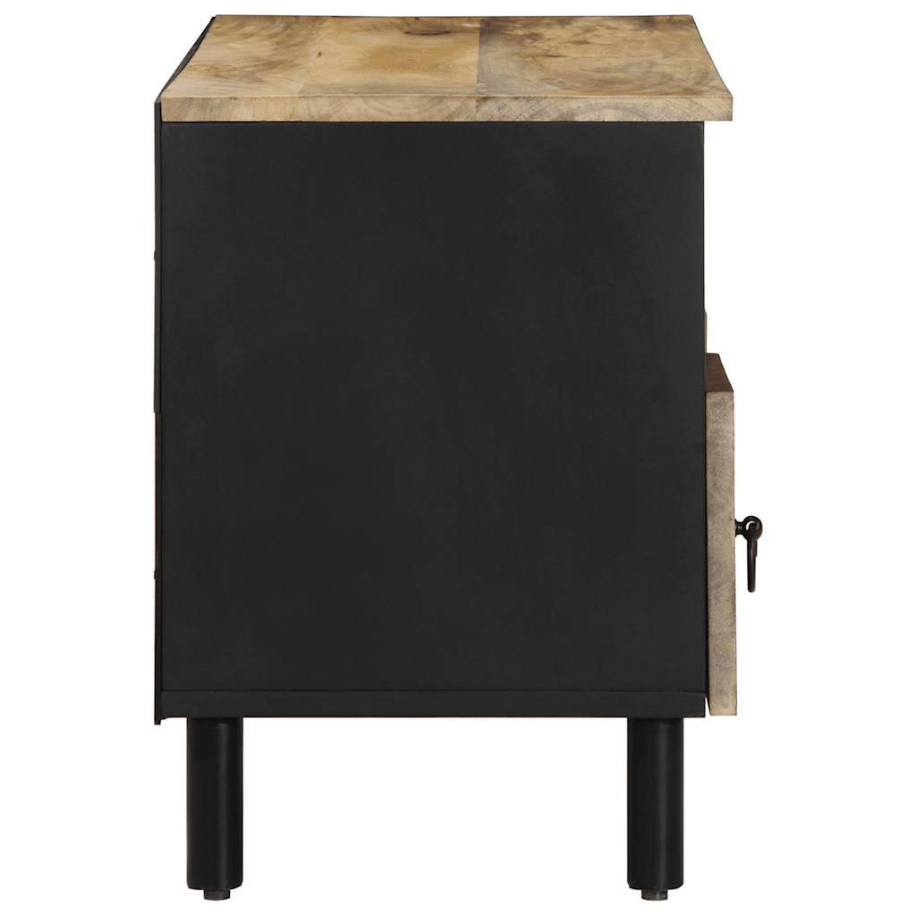 Mobile Porta TV Nero 100x33,5x46 cm Legno Massello Mango Grezzo