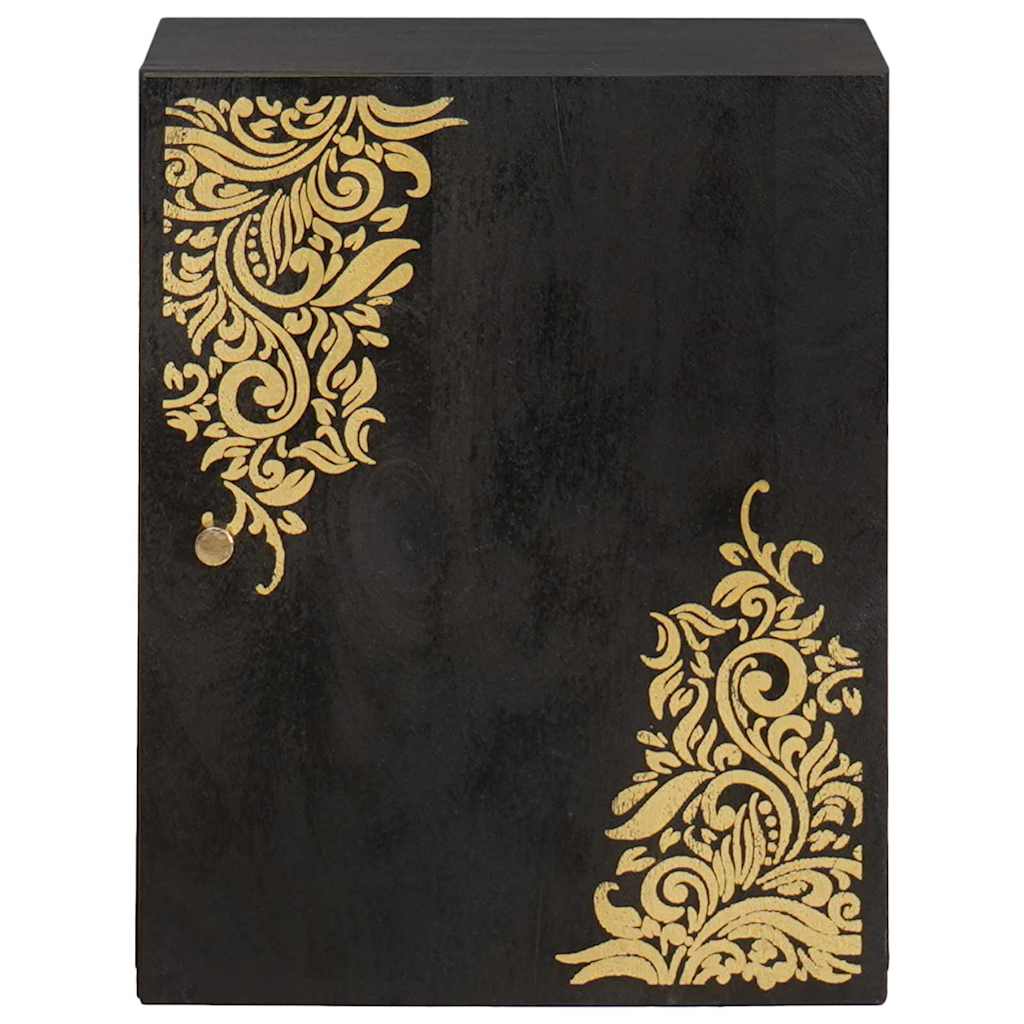 Armadietto a muro Nero 38 x 33 x 48 cm Legno di mango massello
