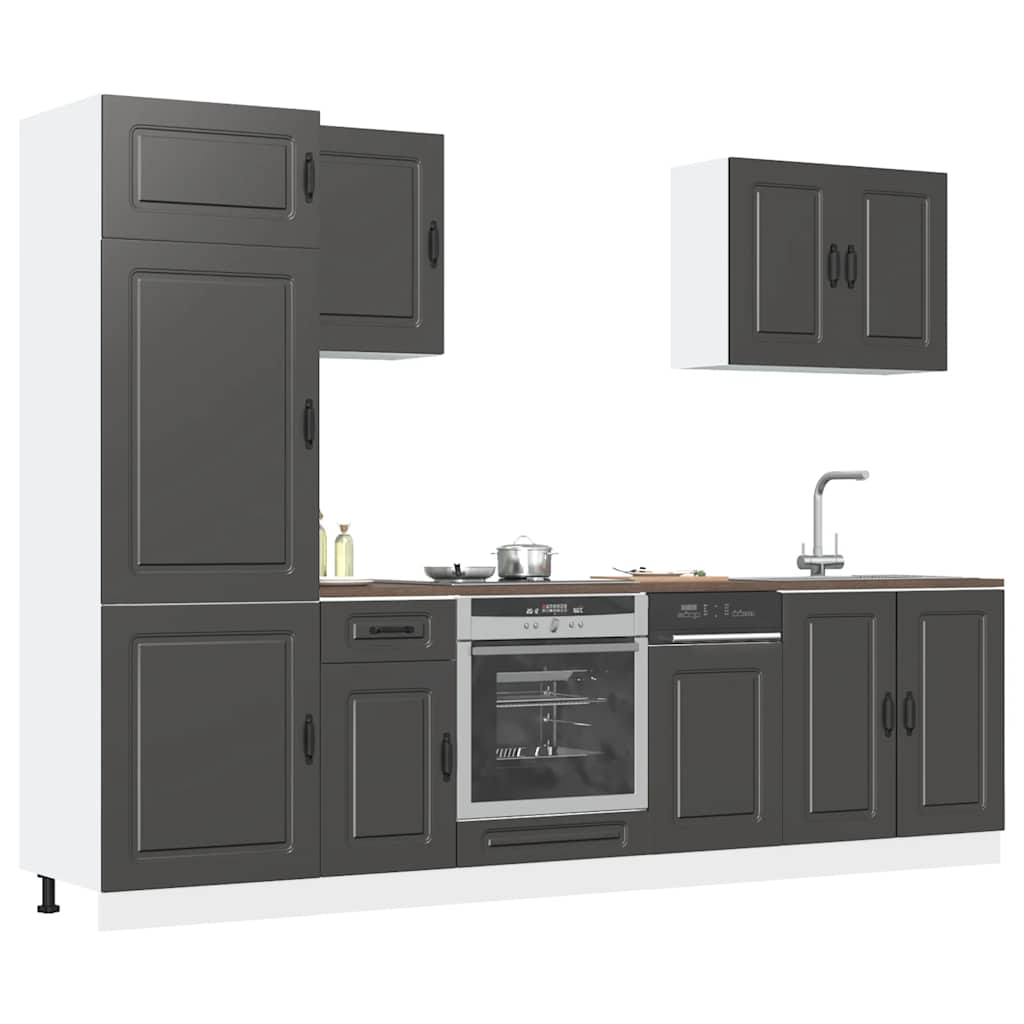 Set Mobili da Cucina 7 pz Porto Neri Legno Multistrato