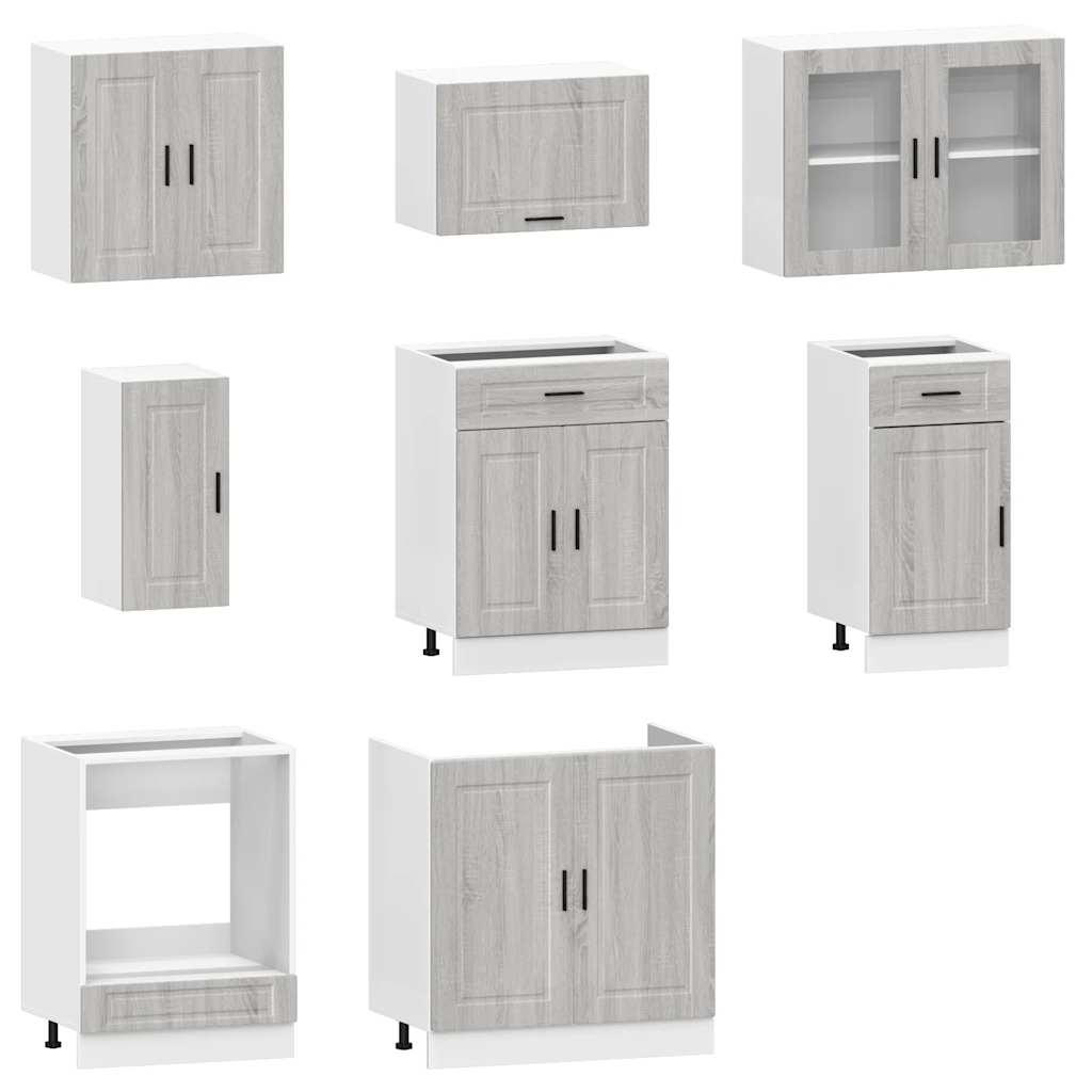 Set Mobili da Cucina 8 pz Kalmar Grigio Sonoma in Truciolato