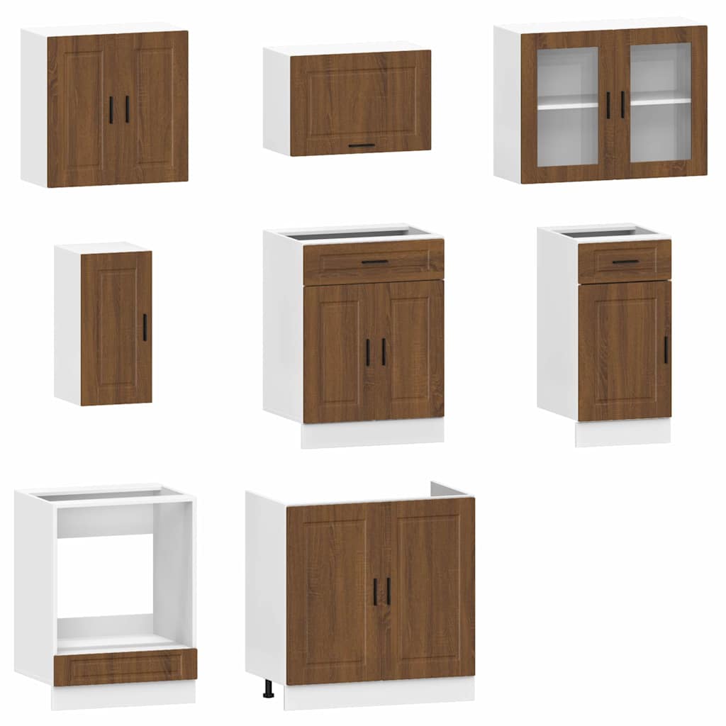 Set Mobili da Cucina 8 pz Kalmar Rovere Marrone in Truciolato