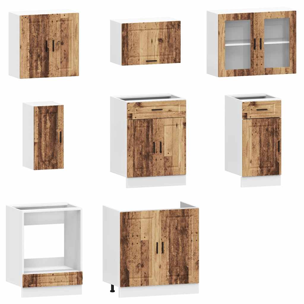 Set Mobili da Cucina 8 pz Kalmar Legno Vecchio in Truciolato