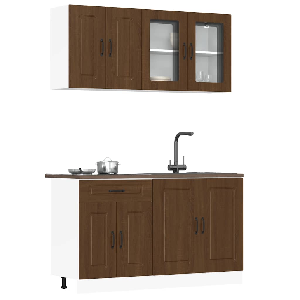 Set Mobili da Cucina 4 pz Porto Rovere Marrone in Truciolato