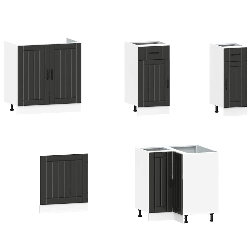 Set Mobili da Cucina 11 pz Lucca Neri Legno Multistrato