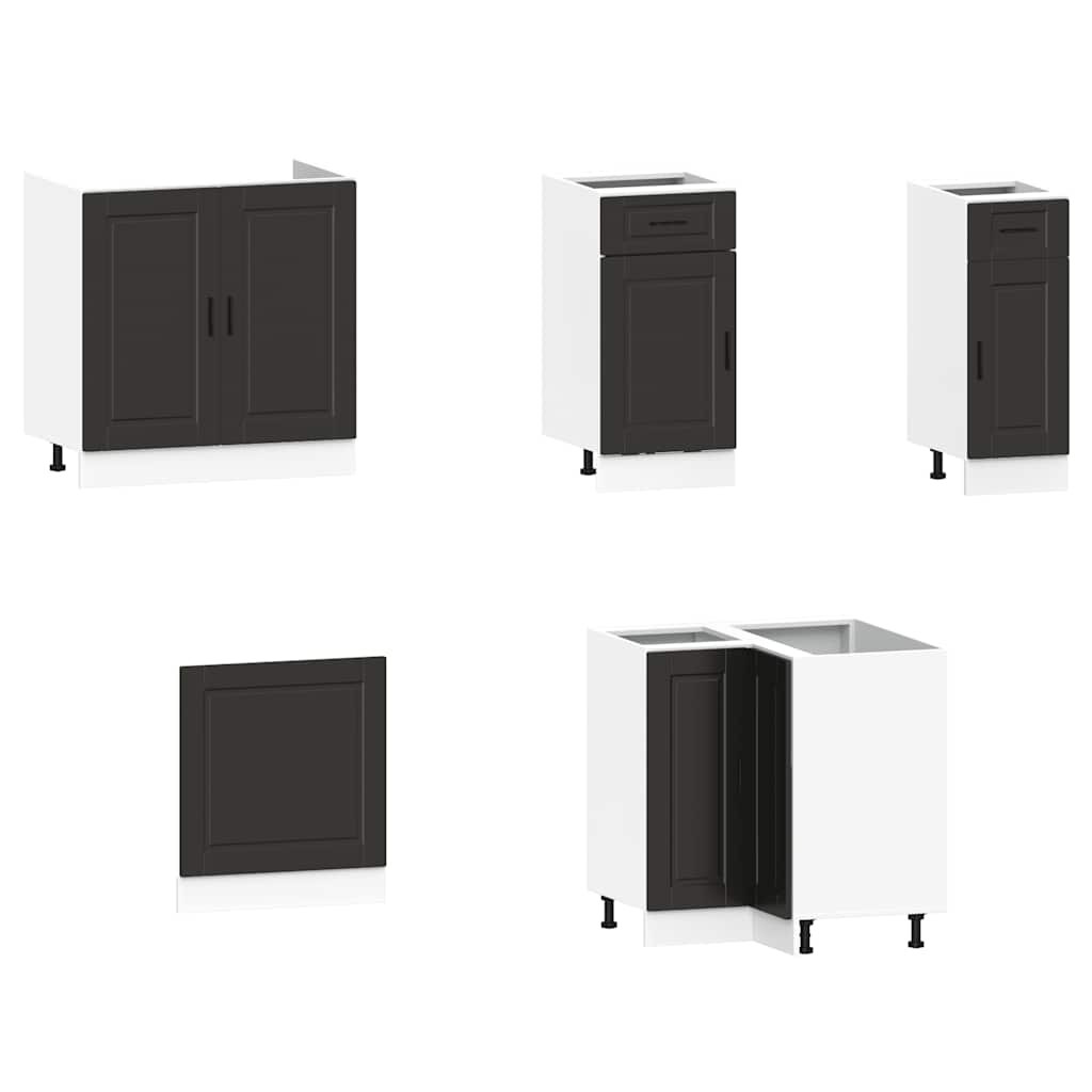 Set Mobili da Cucina 11 pz Porto Neri Legno Multistrato