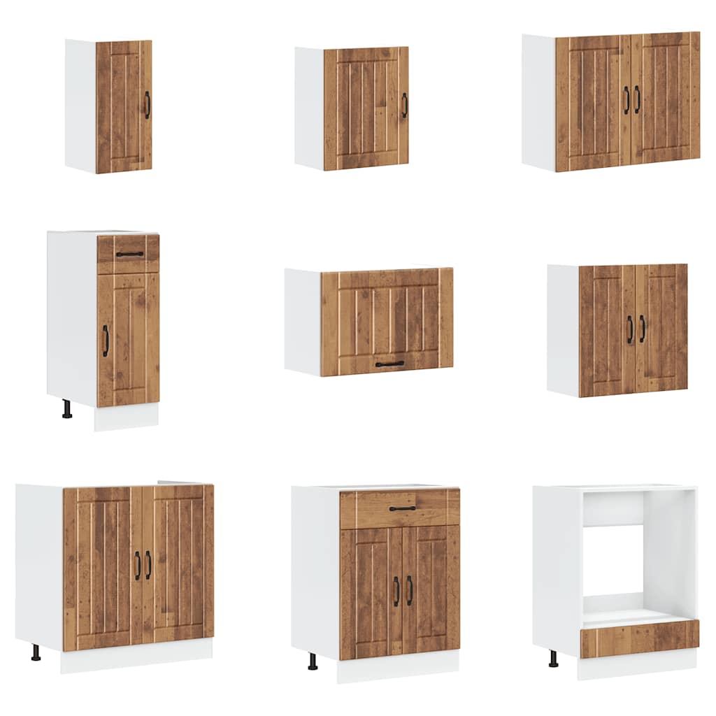 Set Mobili da Cucina 14 pz Lucca Legno Antico in Truciolato
