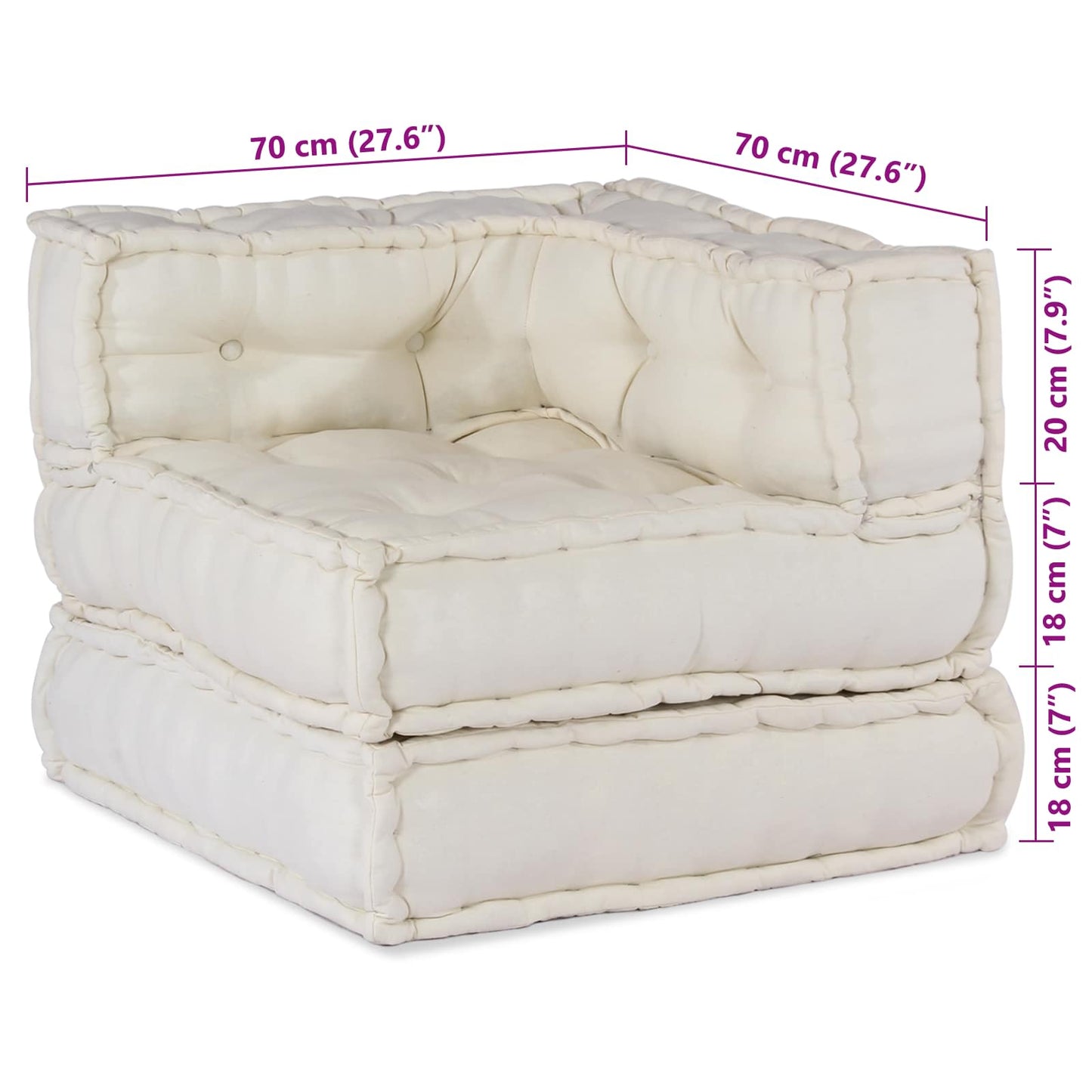 Divano modulare 2 pcs Crema 140 x 70 x 56 cm Tessuto