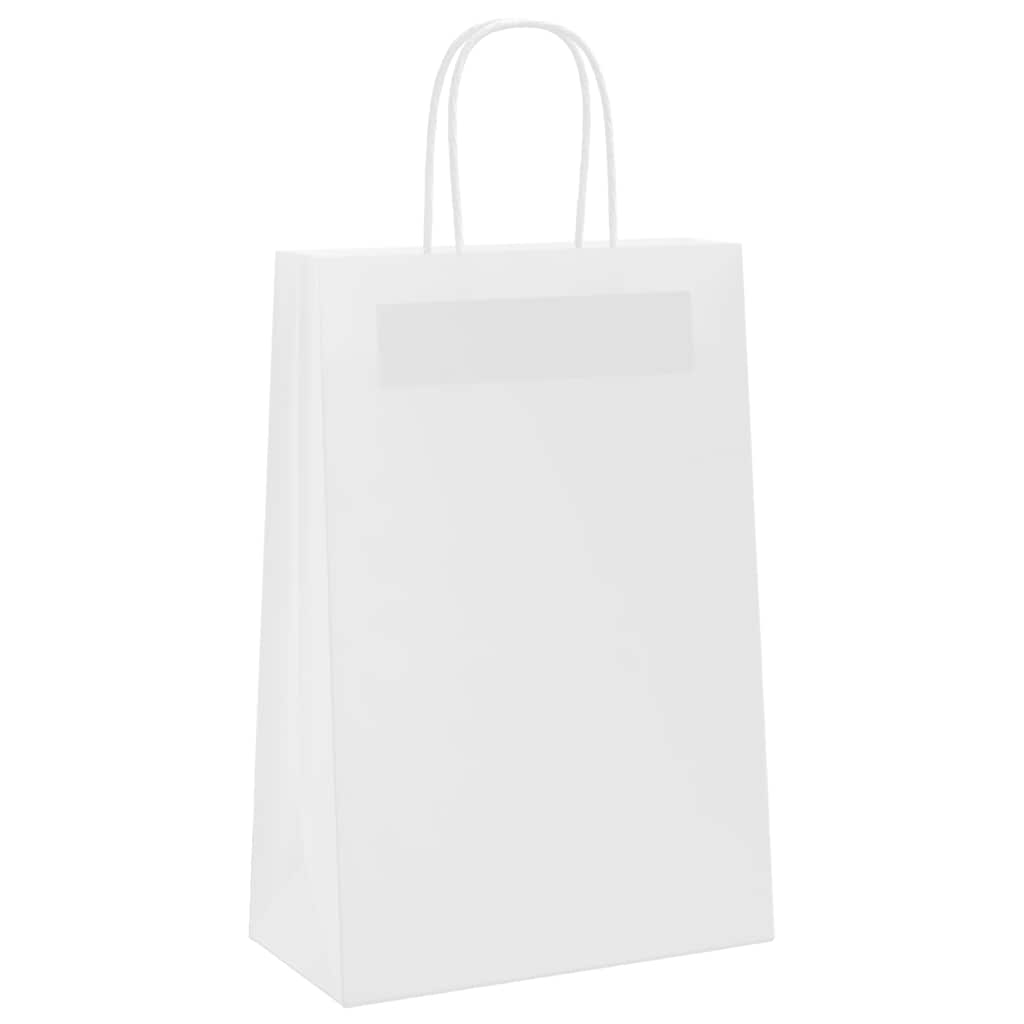 Sacchetti di Carta 50 pz con Manici Bianchi 21x11x31 cm