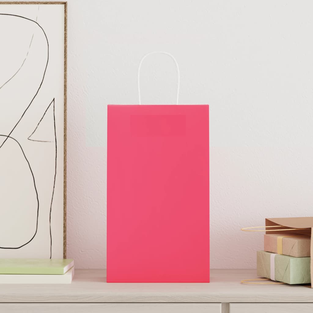Sacchetti di Carta 250 pz con Manici Rosa 21x11x36 cm