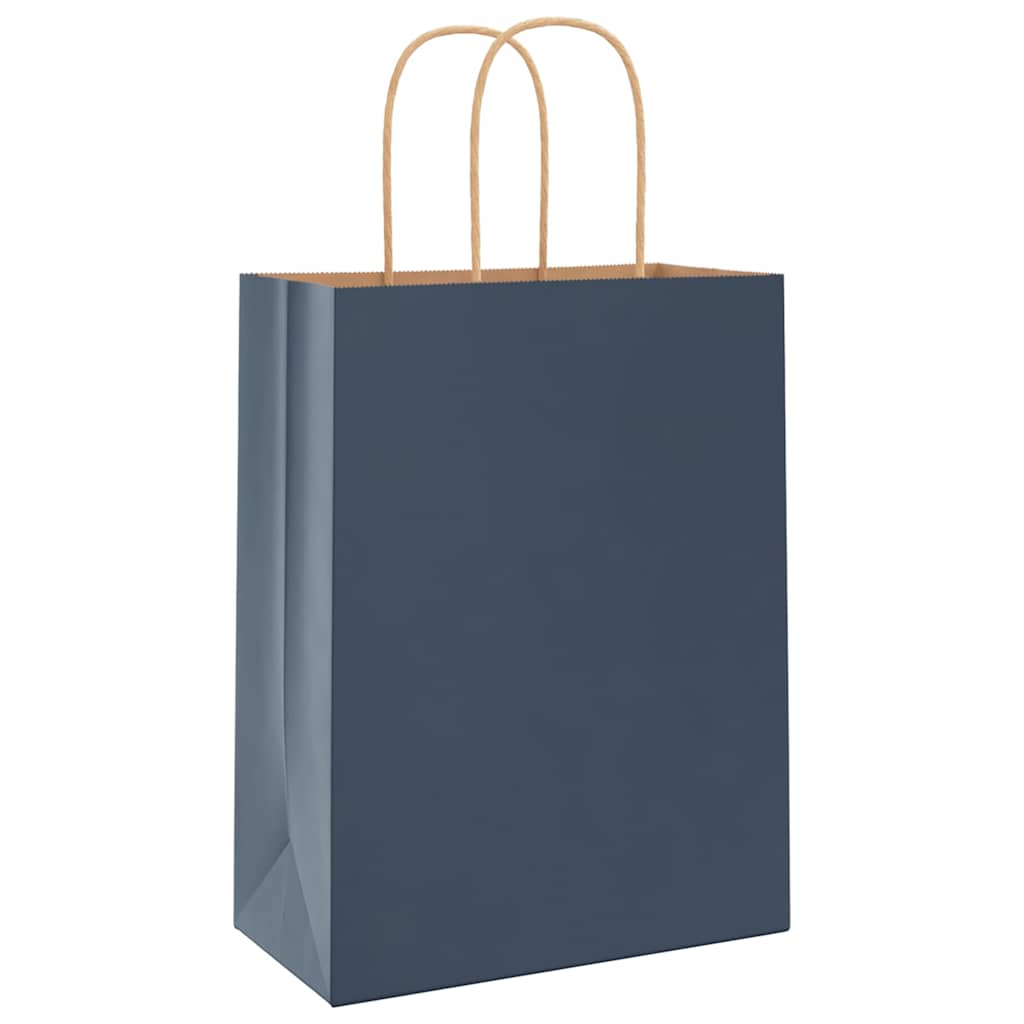Sacchetti di Carta 50 pz con Manici Blu 21x11x28 cm