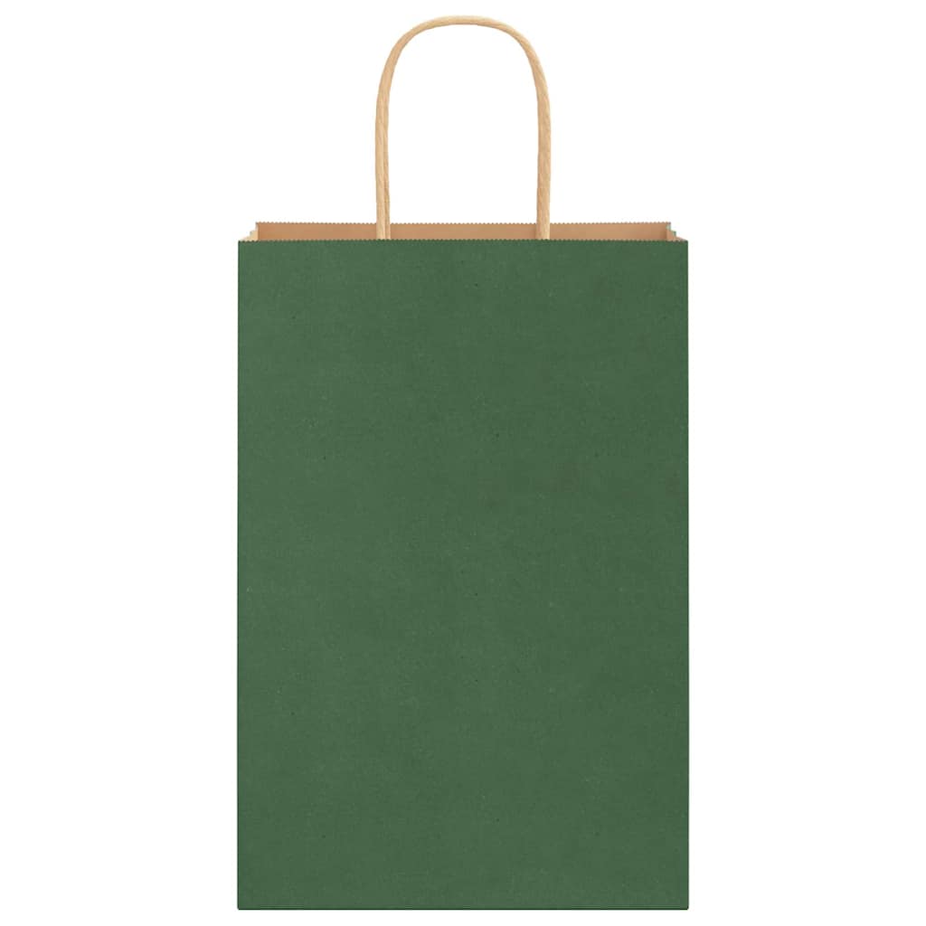 Sacchetti di Carta 250 pz con Manici Verdi 21x11x31 cm