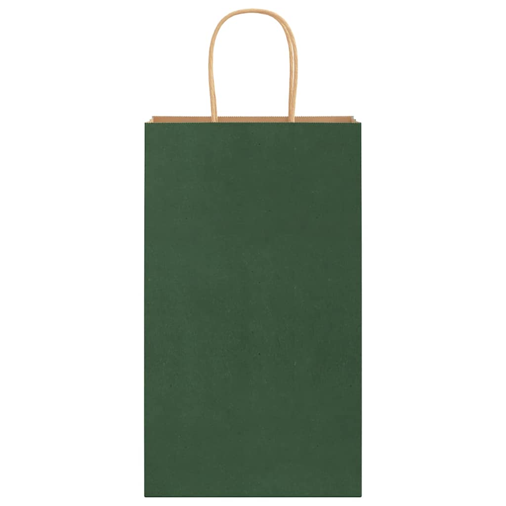 Sacchetti di Carta 250 pz con Manici Verdi 21x11x36 cm