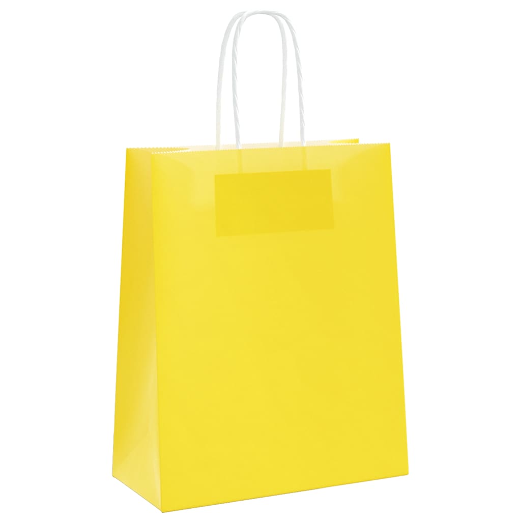 Sacchetti di Carta 250 pz con Manici Gialli 18x8x22 cm