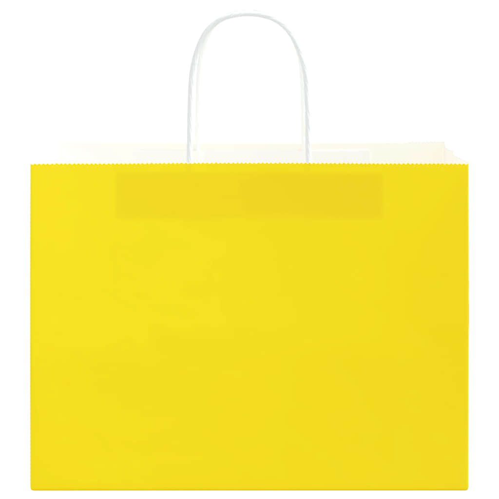 Sacchetti di Carta 250 pz con Manici Gialli 32x17x25 cm