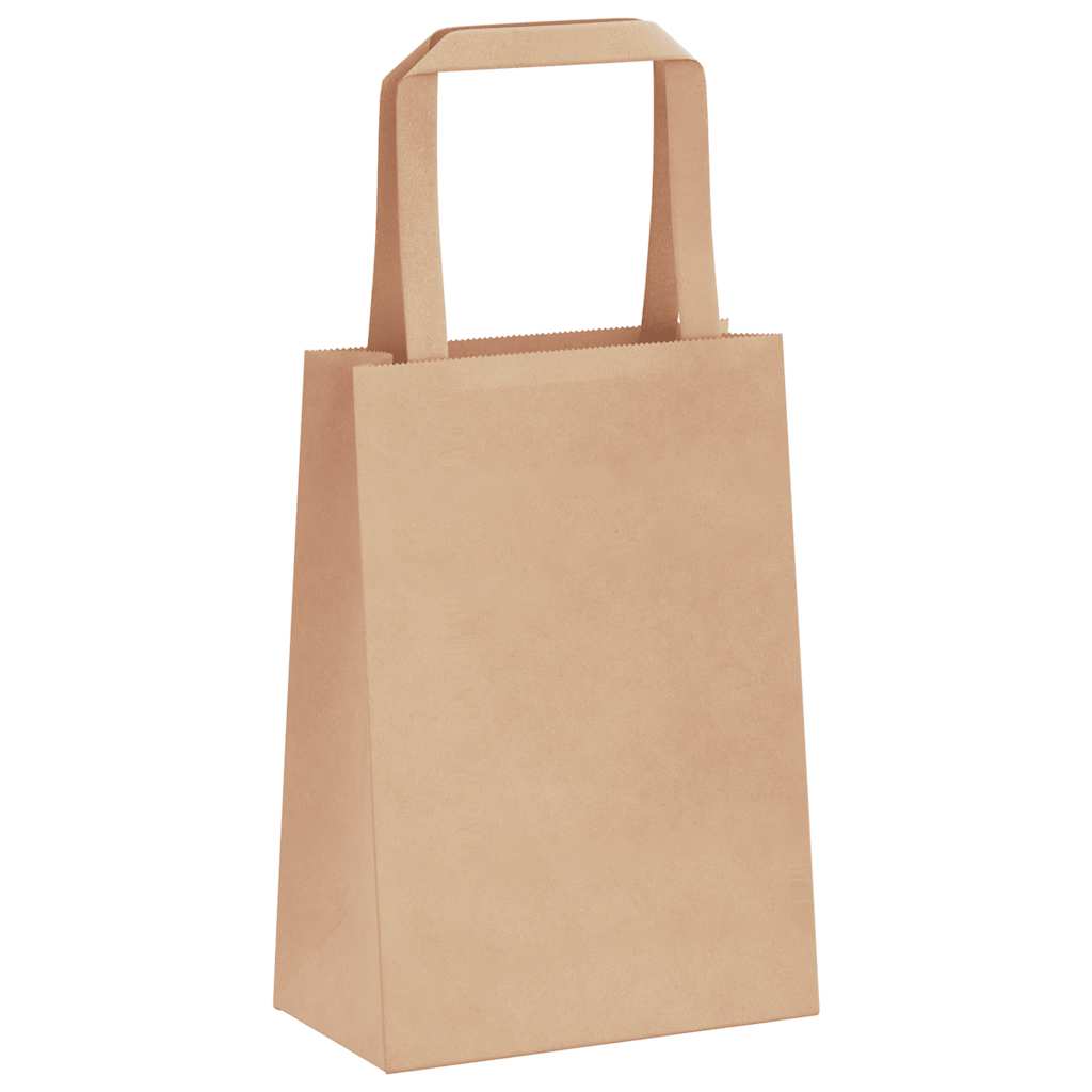 Sacchetti di Carta Kraft 50 pz con Manici Marrone 15x8x21 cm