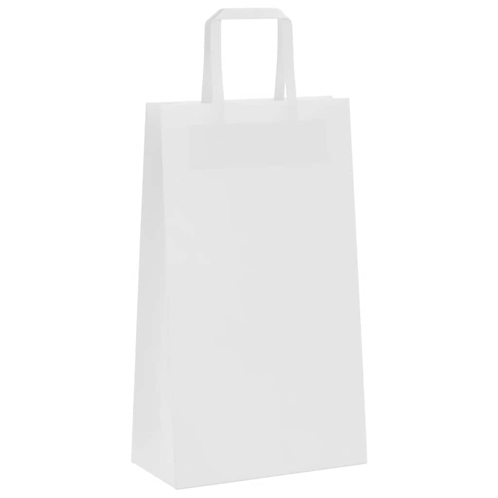 Sacchetti di Carta Kraft 50 pz con Manici Bianchi 21x11x36 cm