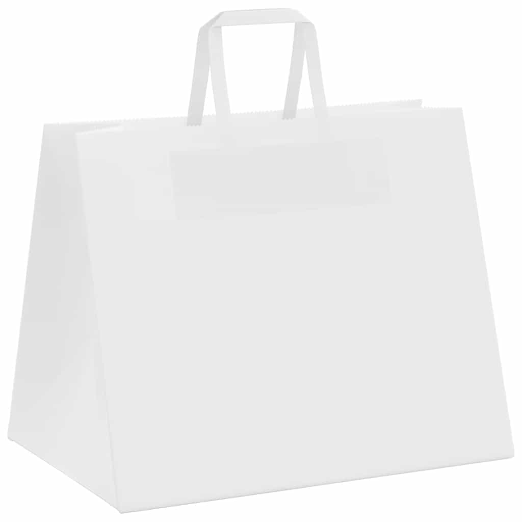 Sacchetti di Carta Kraft 50 pz con Manici Bianchi 32x22x24 cm