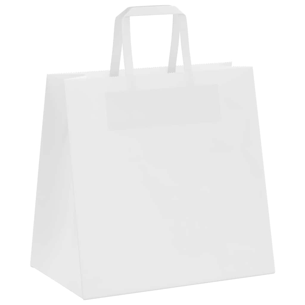 Sacchetti di Carta Kraft 250 pz con Manici Bianchi 26x17x25 cm