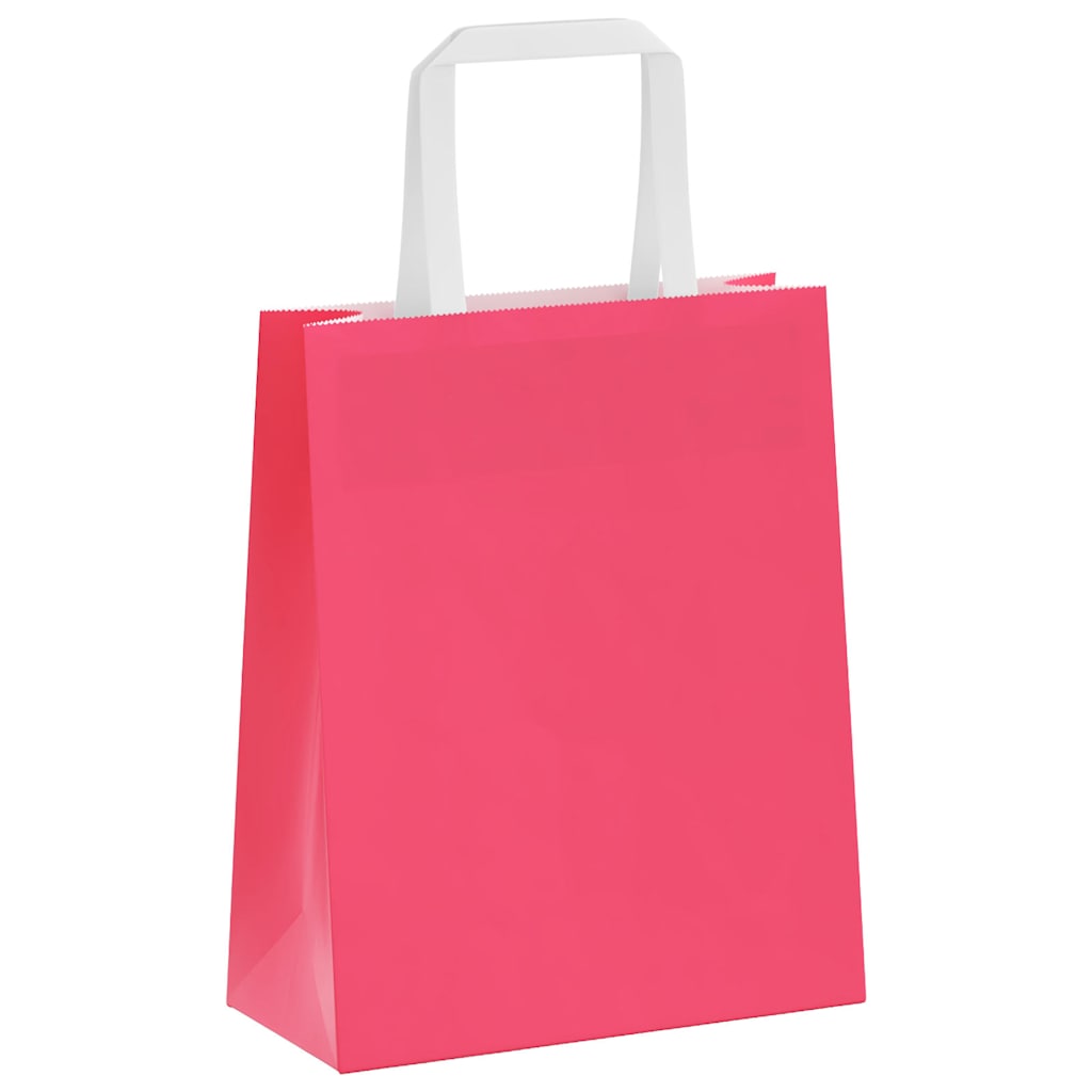 Sacchetti di Carta Kraft 50 pz con Manici Rosa 18x8x22 cm