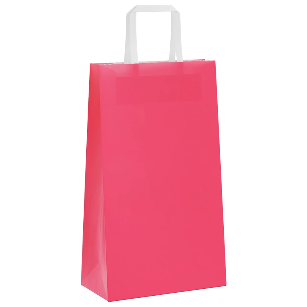 Sacchetti di Carta Kraft 250 pz con Manici Rosa 21x11x36 cm