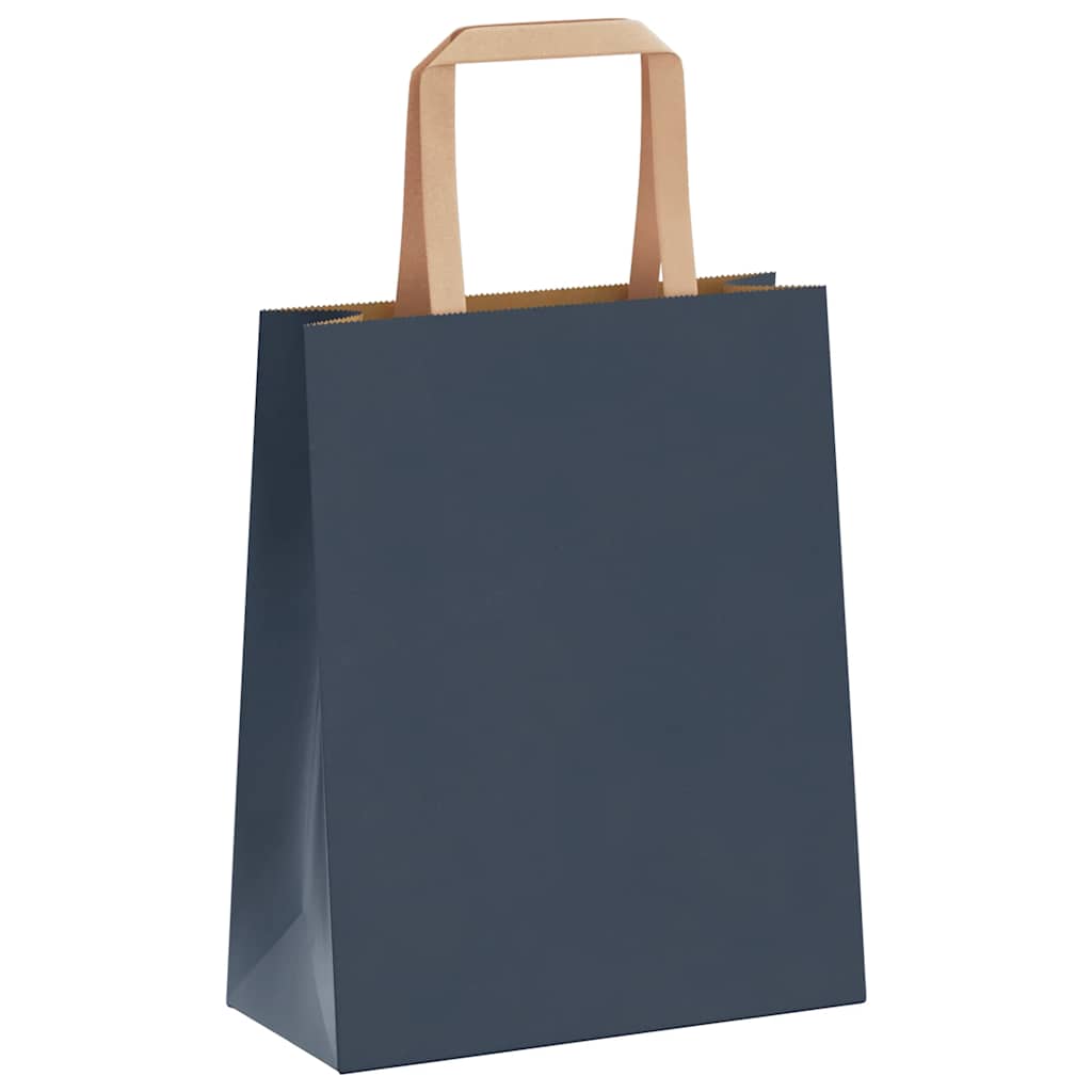 Sacchetti di Carta Kraft 250 pz con Manici Blu 18x8x22 cm