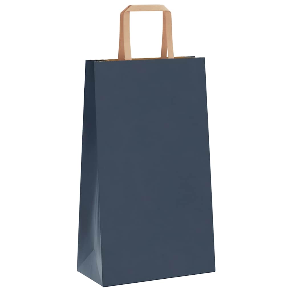 Sacchetti di Carta Kraft 250 pz con Manici Blu 21x11x36 cm