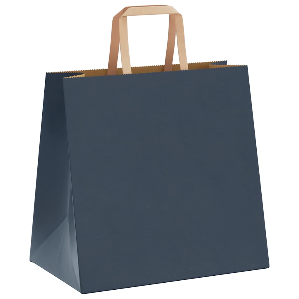 Sacchetti di Carta Kraft 250 pz con Manici Blu 26x17x25 cm
