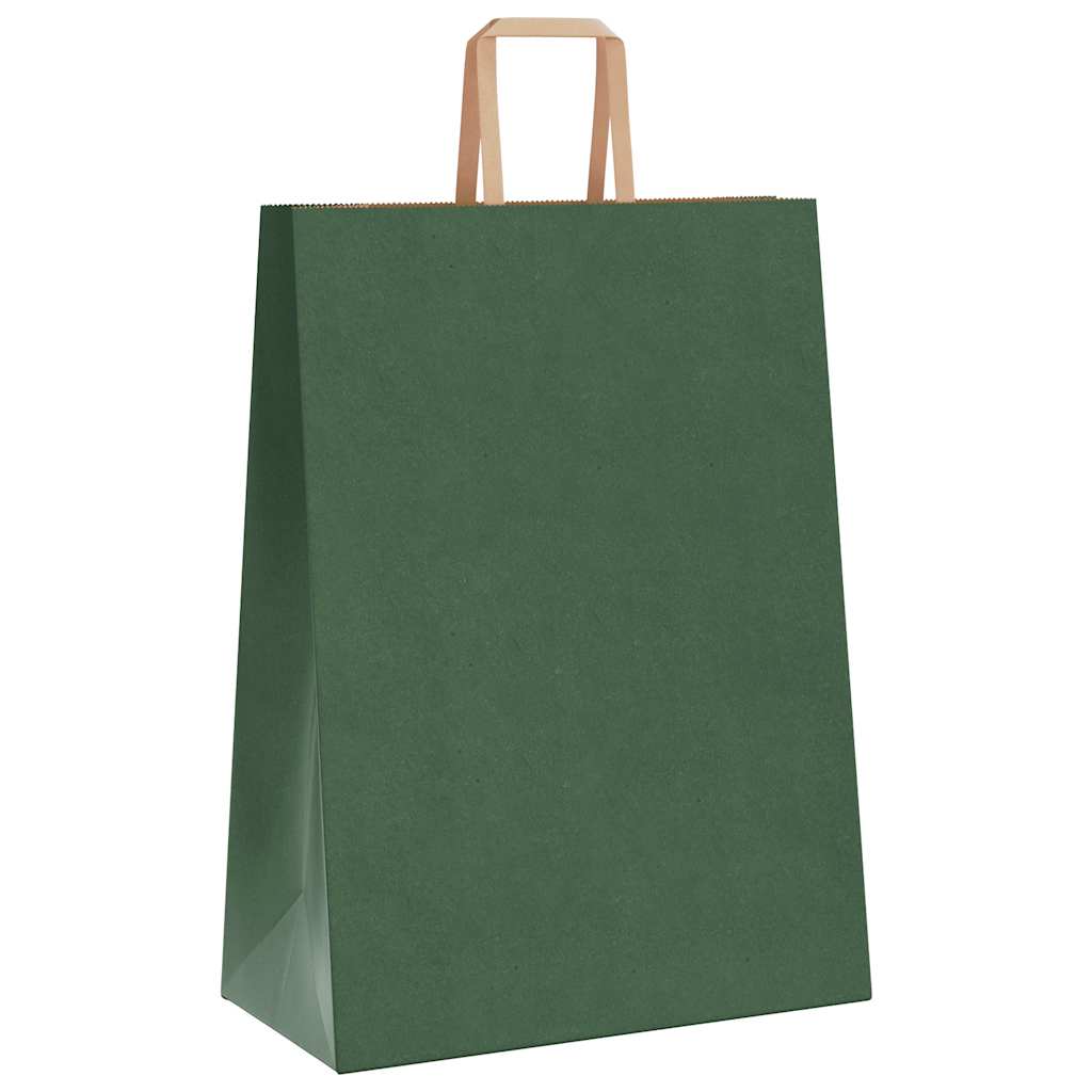 Sacchetti di Carta Kraft 50 pz con Manici Verdi 32x17x44 cm