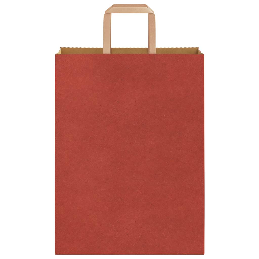 Sacchetti di Carta Kraft 50 pz con Manici Rossi 26x12x35 cm