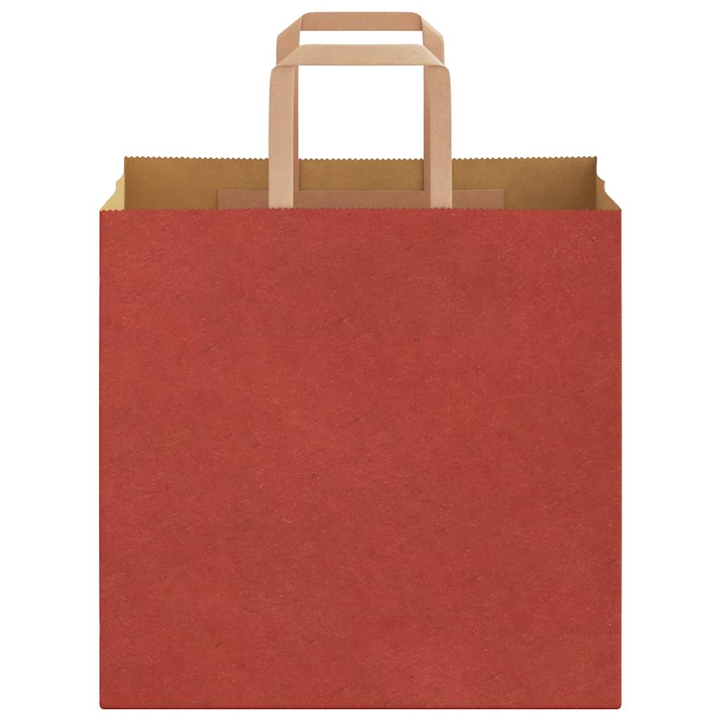 Sacchetti di Carta Kraft 50 pz con Manici Rossi 26x17x25 cm
