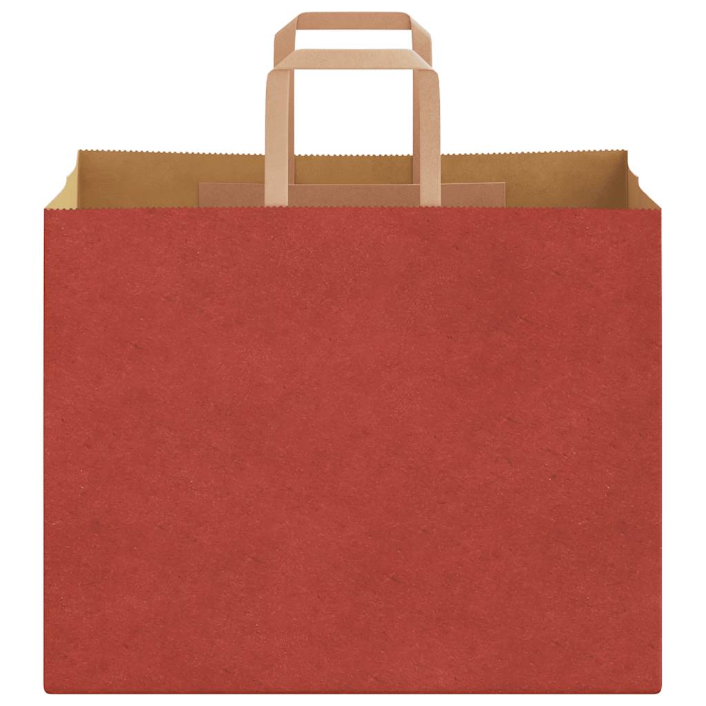 Sacchetti di Carta Kraft 50 pz con Manici Rossi 32x22x24 cm