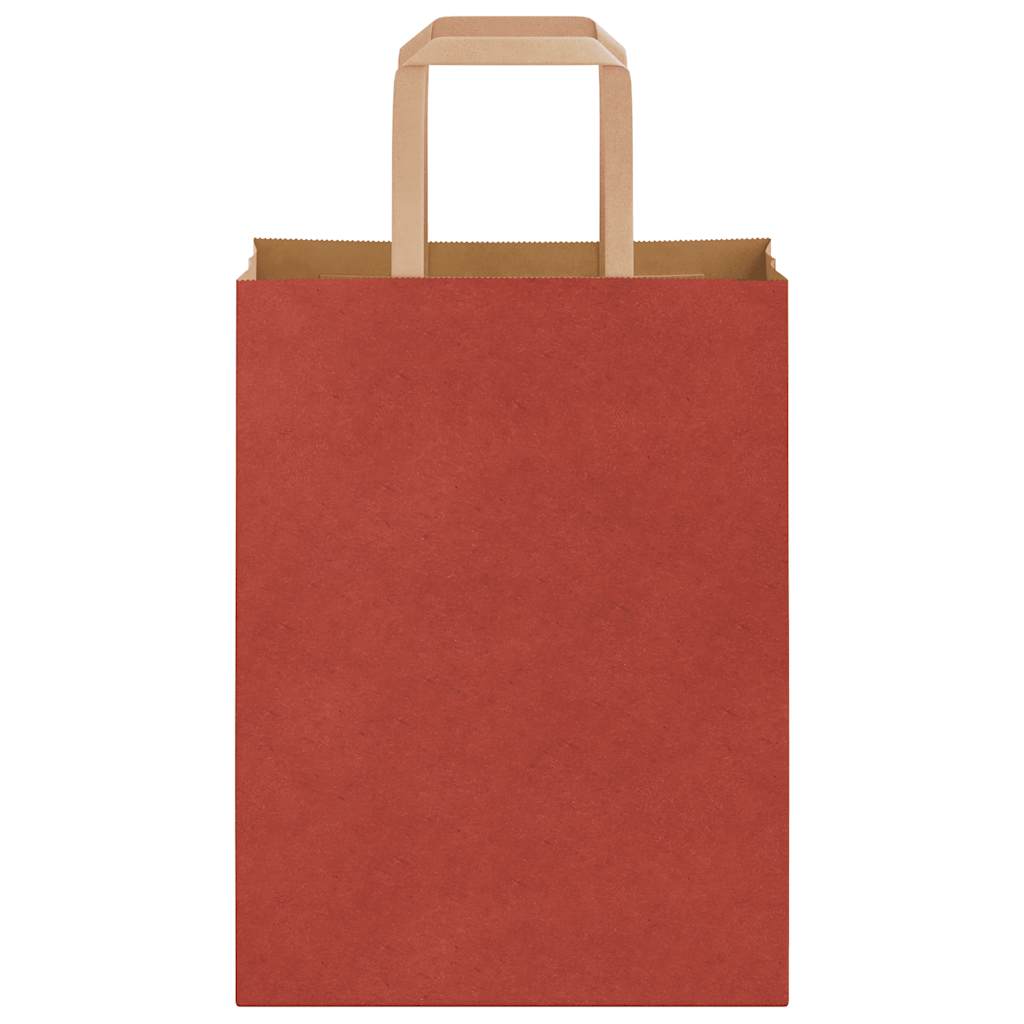 Sacchetti di Carta Kraft 250 pz con Manici Rossi 21x11x28 cm