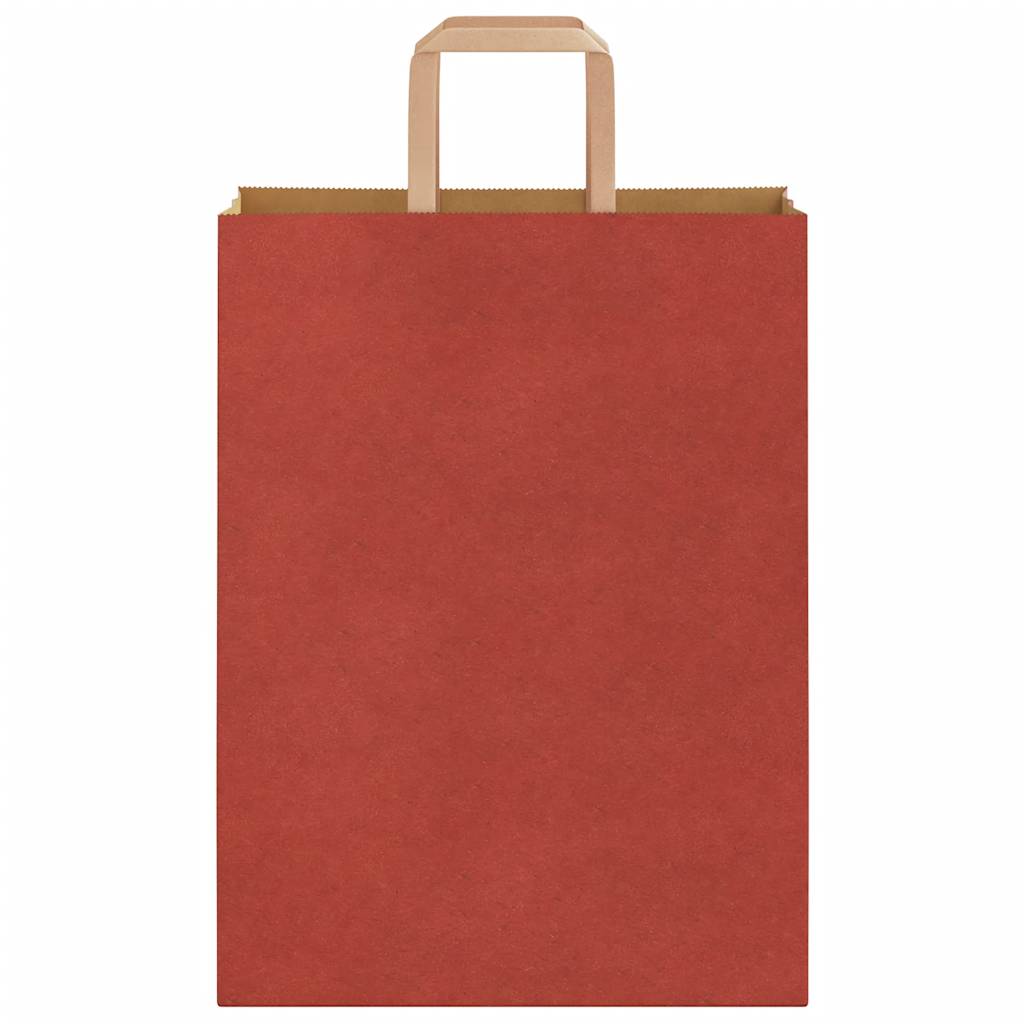 Sacchetti di Carta Kraft 250 pz con Manici Rossi 26x12x35 cm