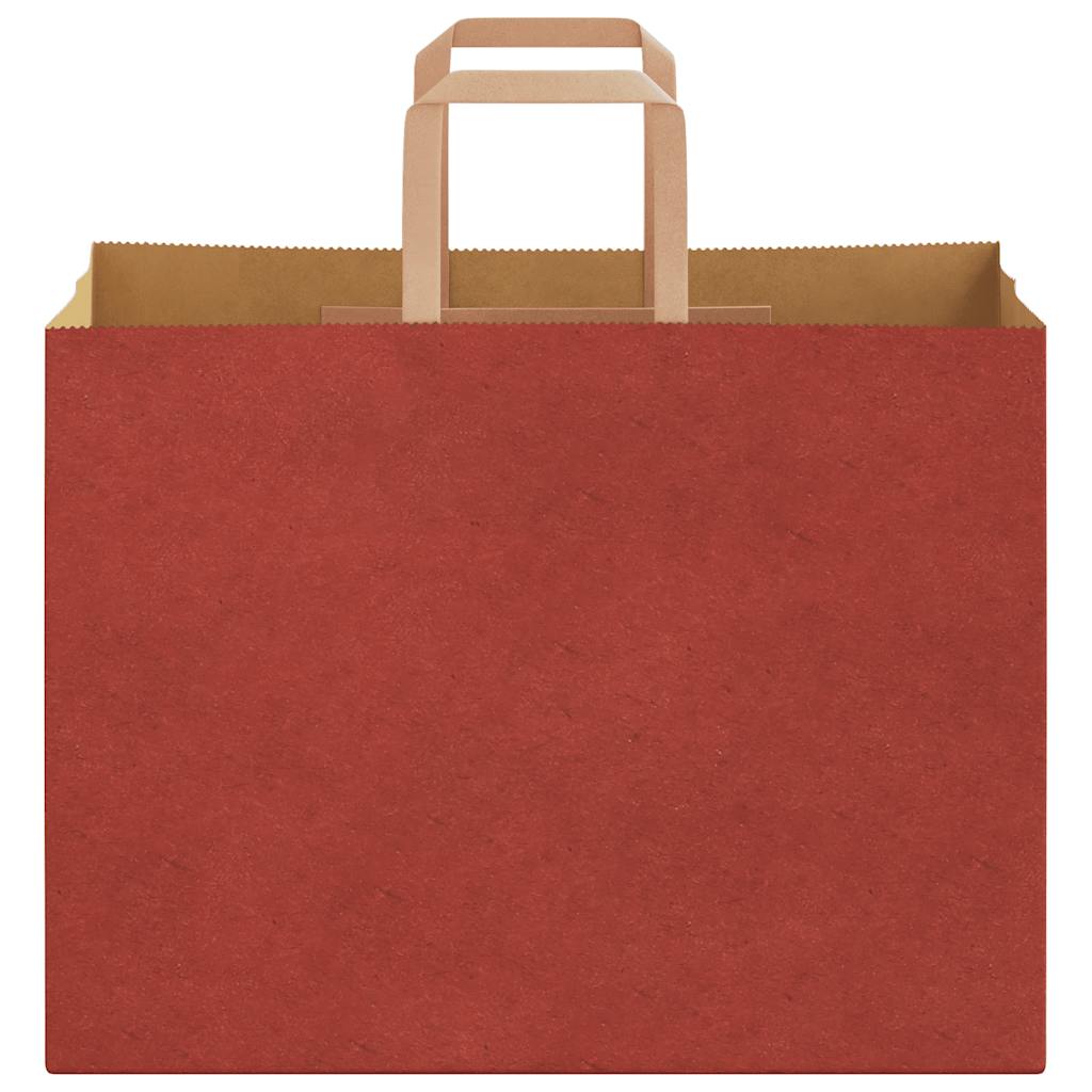 Sacchetti di Carta Kraft 250 pz con Manici Rossi 32x17x25 cm