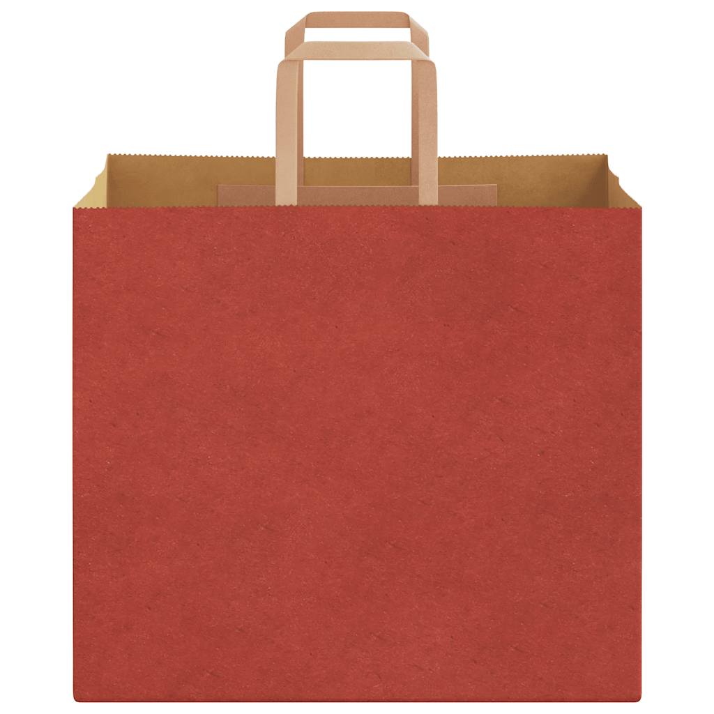 Sacchetti di Carta Kraft 250 pz con Manici Rossi 32x22x28 cm