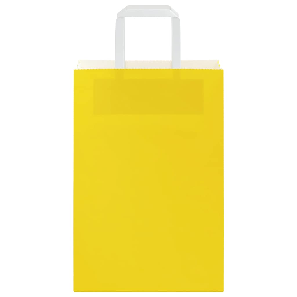 Sacchetti di Carta Kraft 50 pz con Manici Gialli 21x11x31 cm