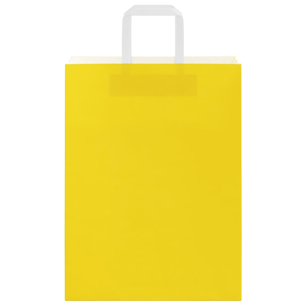 Sacchetti di Carta Kraft 50 pz con Manici Gialli 26x12x35 cm