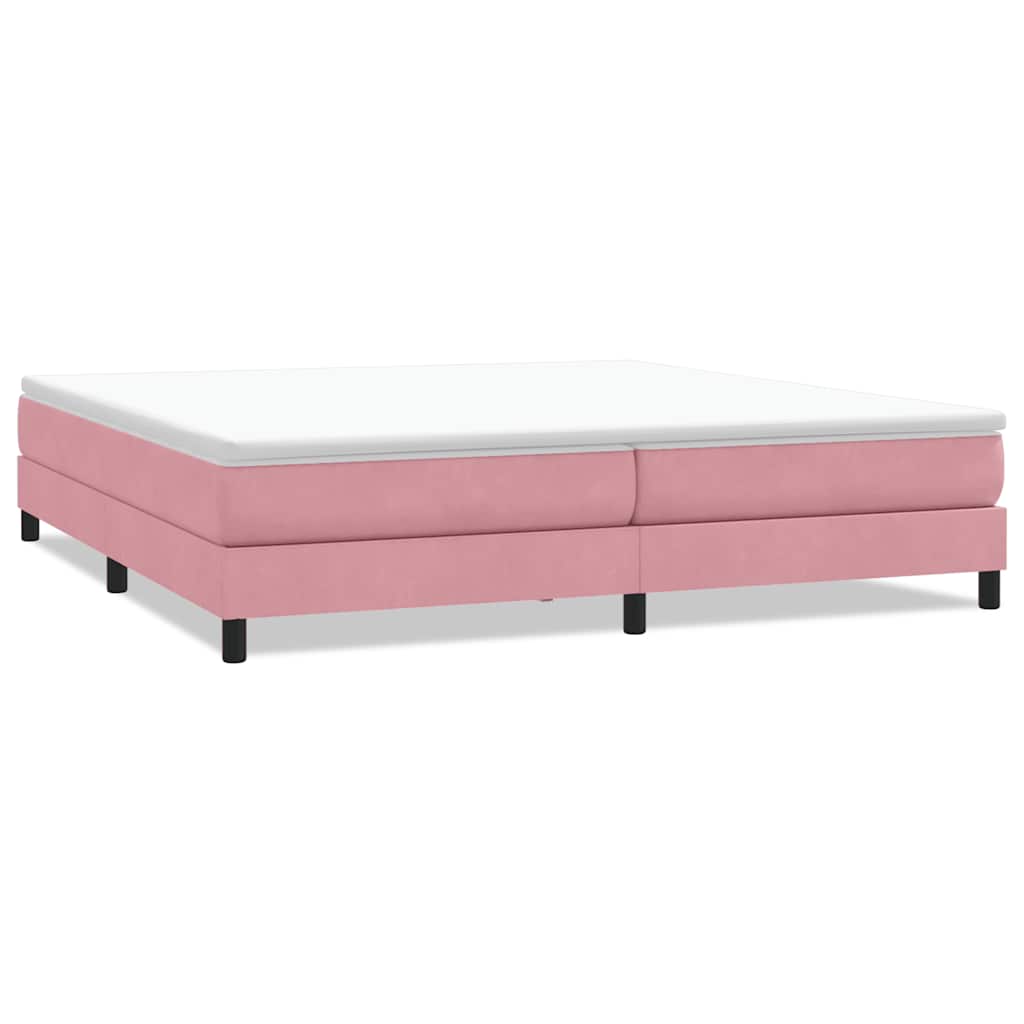 Letto a Molle senza Materasso Rosa 200x220 cm in Velluto