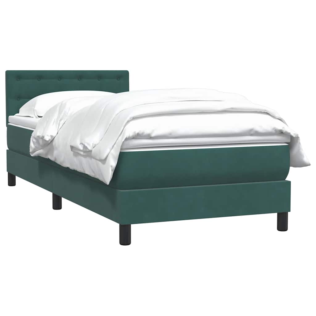 Giroletto a Molle con Materasso Verde Scuro 100x210 cm Velluto